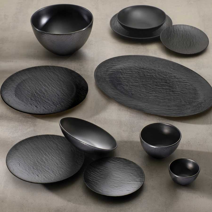 BRANDANI Vassoio Ovale Black Eclipse 50x35cm in Melamina