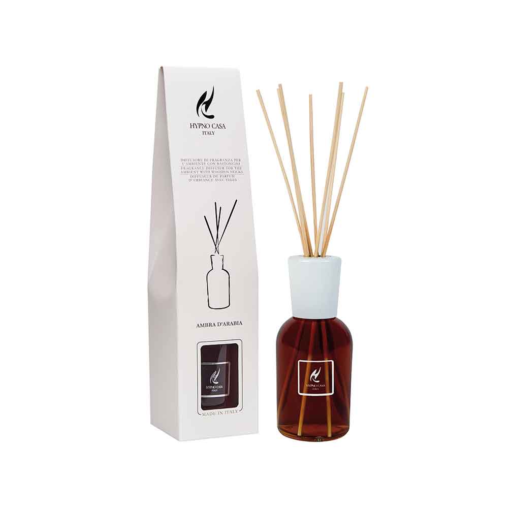 HYPNO CASA - Profumatore Diffusore con Bastoncini Ambra D'Arabia Eco 250ml