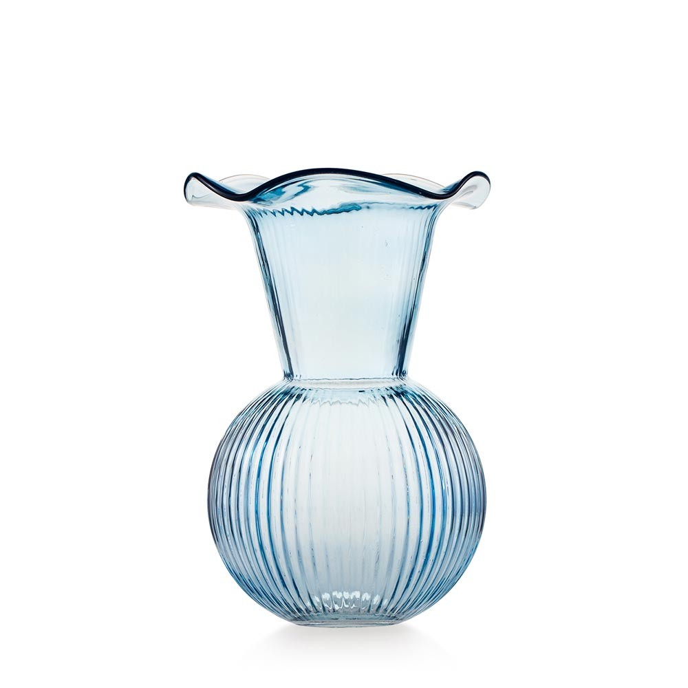 EMÒ ITALIA Vaso Bocca Larga in Vetro Blu 16x24cm