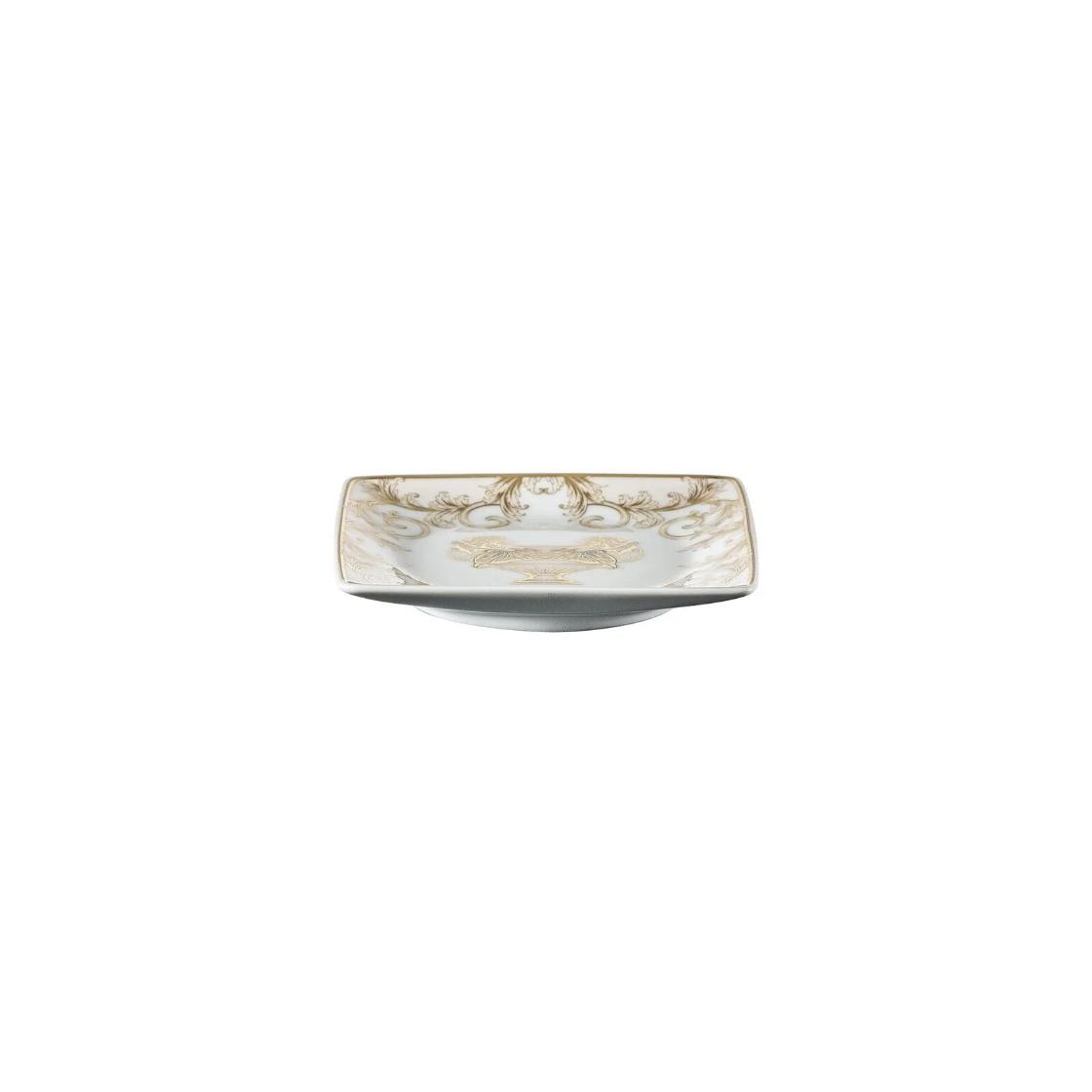 VERSACE Coppetta Quadrata La Coupe des Dieux Bianco e Oro 12x12cm in Porcellana