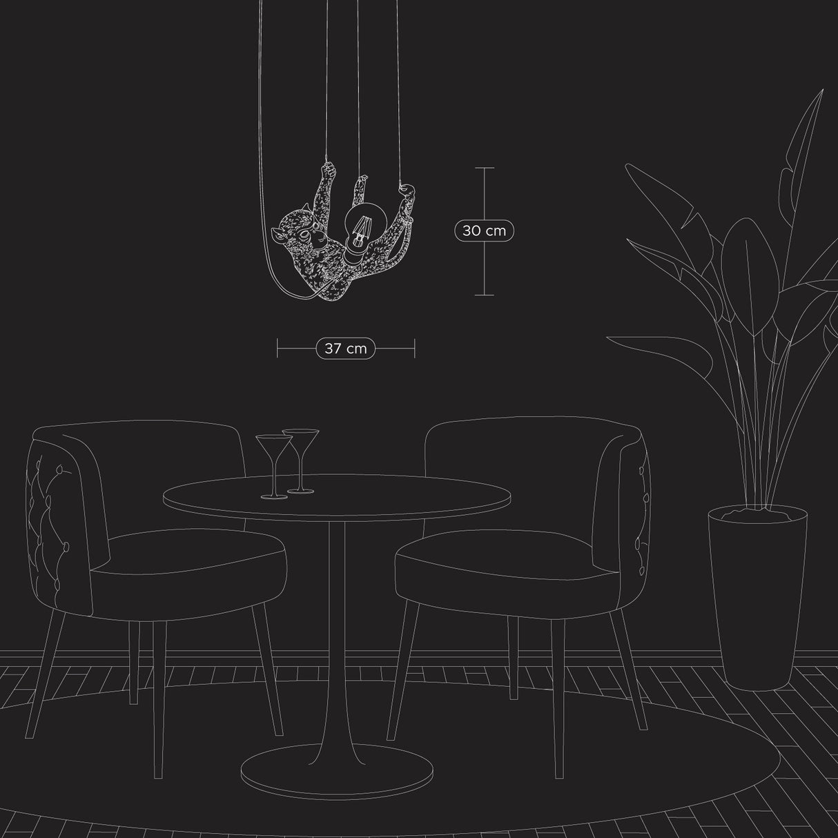 WERNS Charlie Monkey Suspension Lamp Gold 37x23.5x30cm