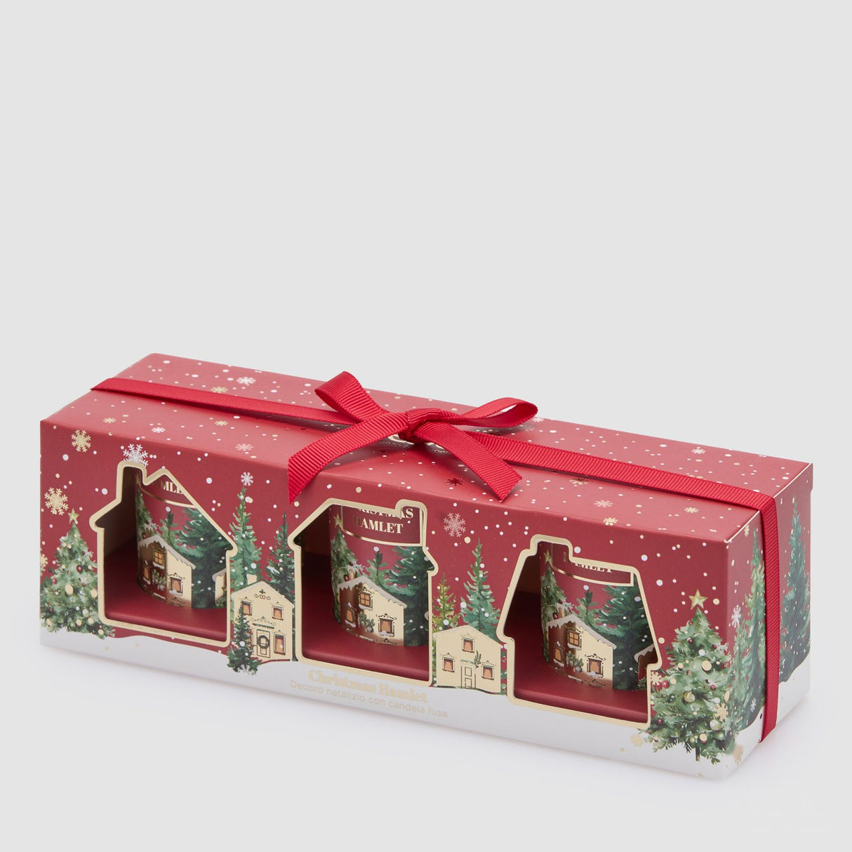 EDG Enzo De Gasperi Set 3 Candele Natalizie Profumate Noel Bordeaux in Vetro e Cera 6x5cm