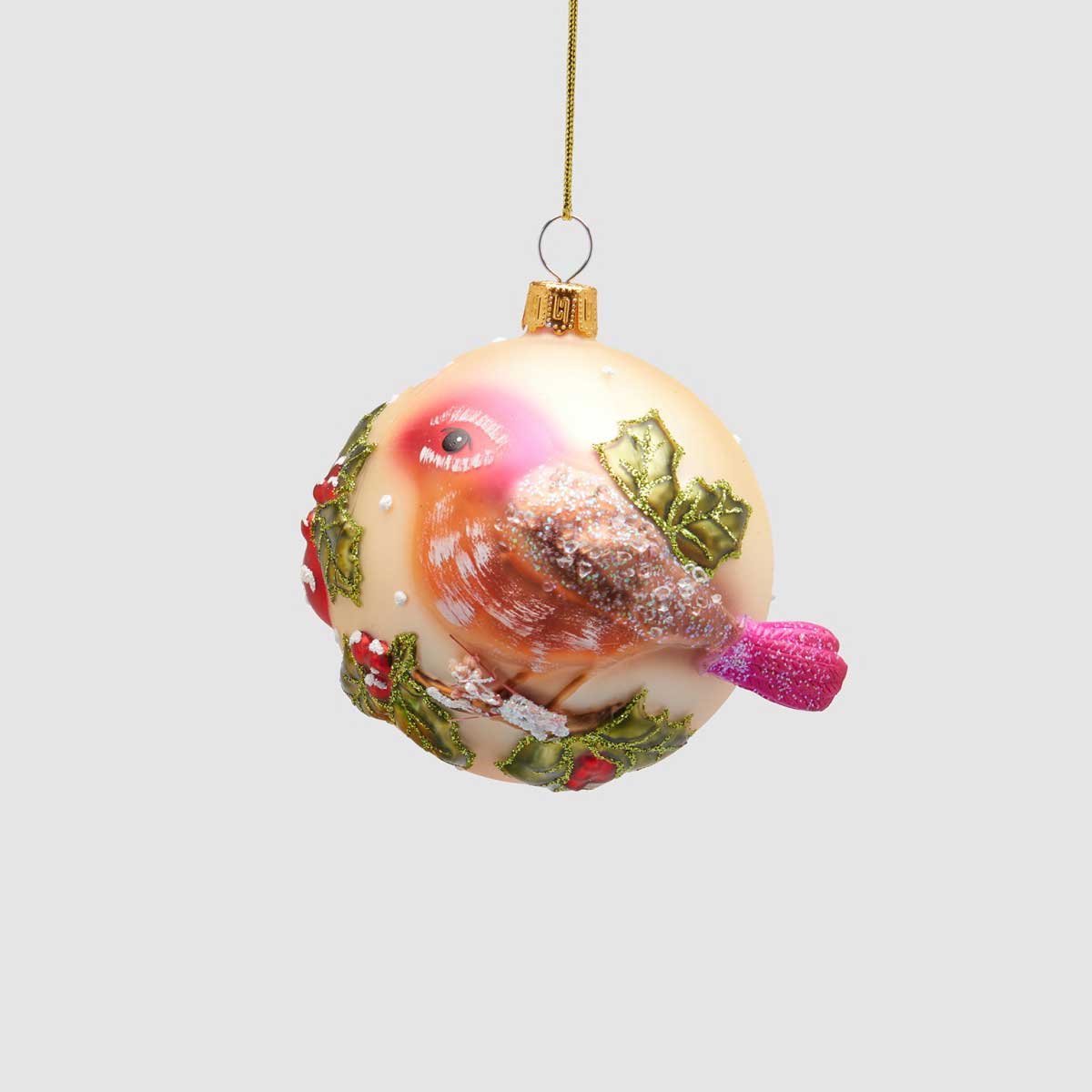 EDG Enzo De Gasperi Pallina di Natale Passero Multicolore in Vetro 9cm