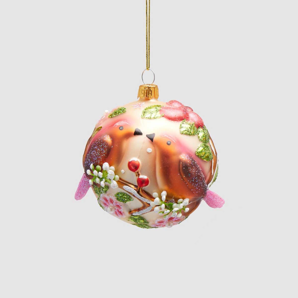 EDG Enzo De Gasperi Pallina di Natale Passero Multicolore in Vetro 9cm