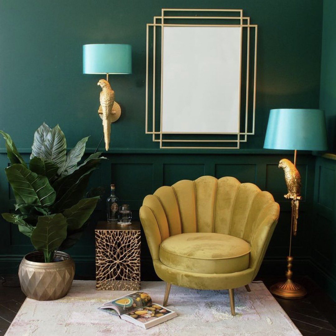 WERNS Lampada da Terra Tammi Pappagallo Oro Turchese 121cm