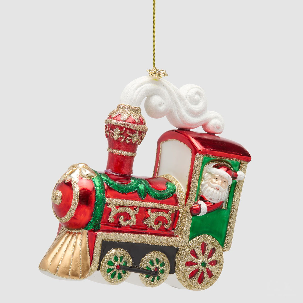 EDG Enzo De Gasperi Addobbo Trenino di Natale Verde e Rosso in Vetro 16cm