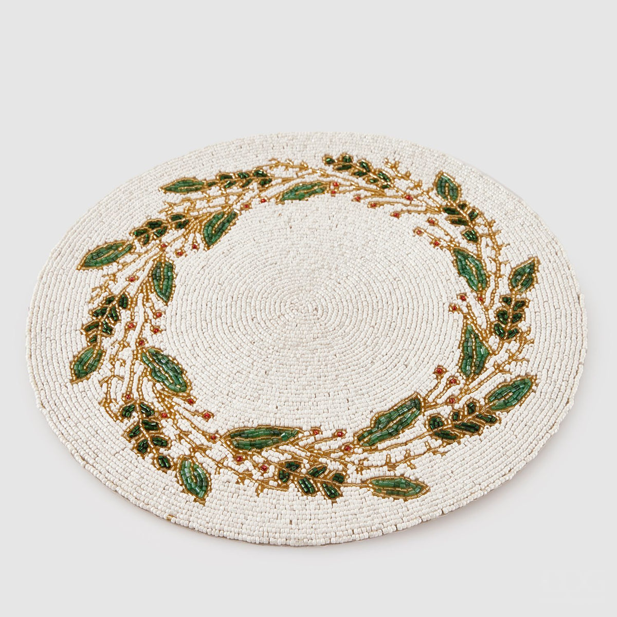 EDG Enzo De Gasperi Sottopiatto Natalizio Agrifoglio Bianco e Verde in Vetro 36cm