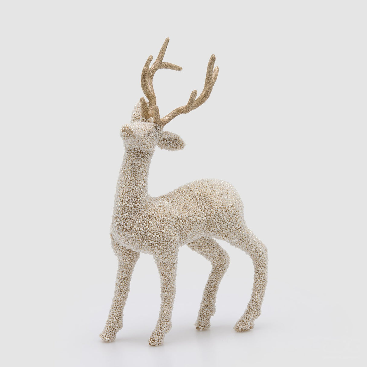 EDG Enzo De Gasperi Statua Natalizia Renna Glitterata Champagne in Plastica 51x29x14cm