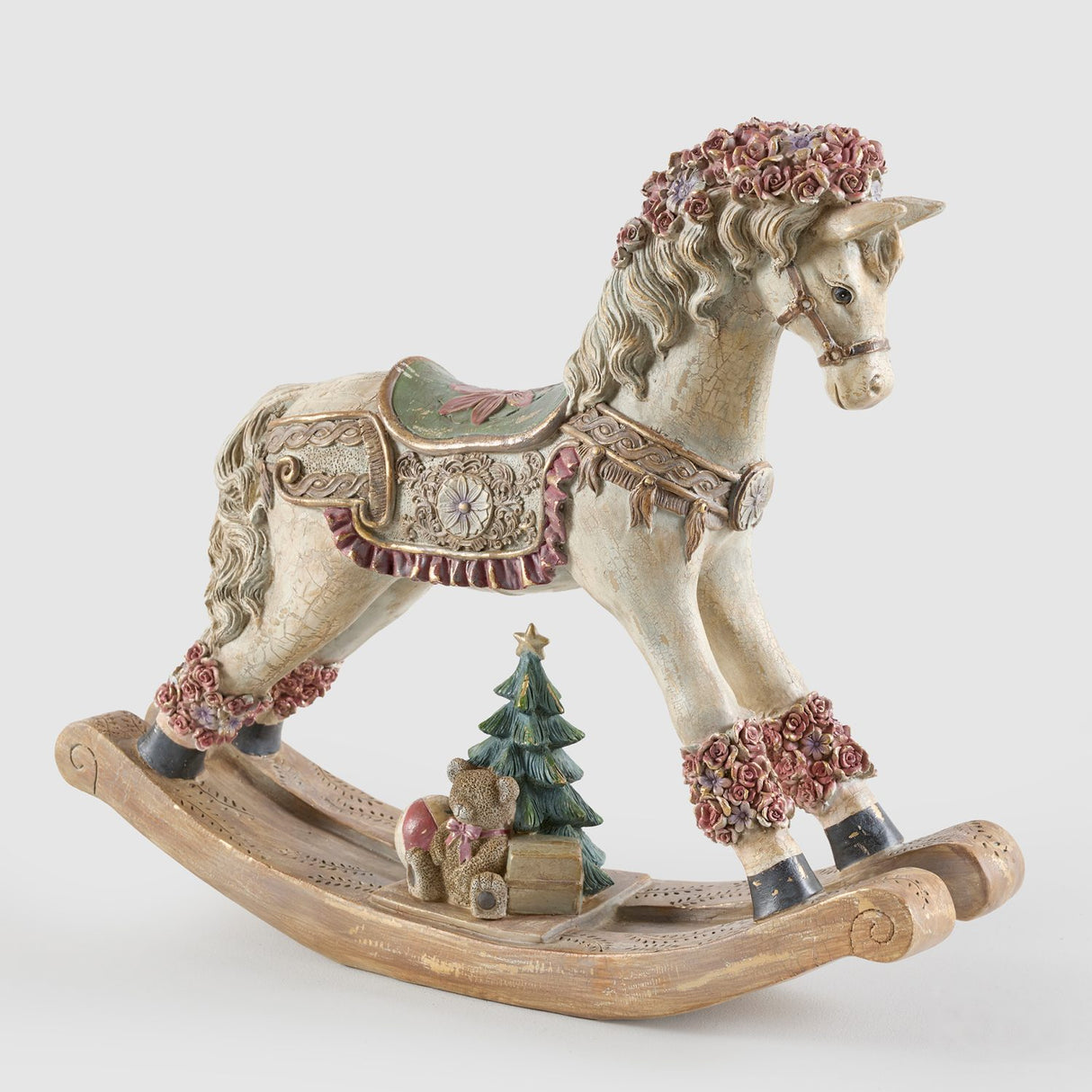 EDG Enzo De Gasperi Statua Natalizia Cavallo a Dondolo Sabbia in Poliresina 46x55x14cm