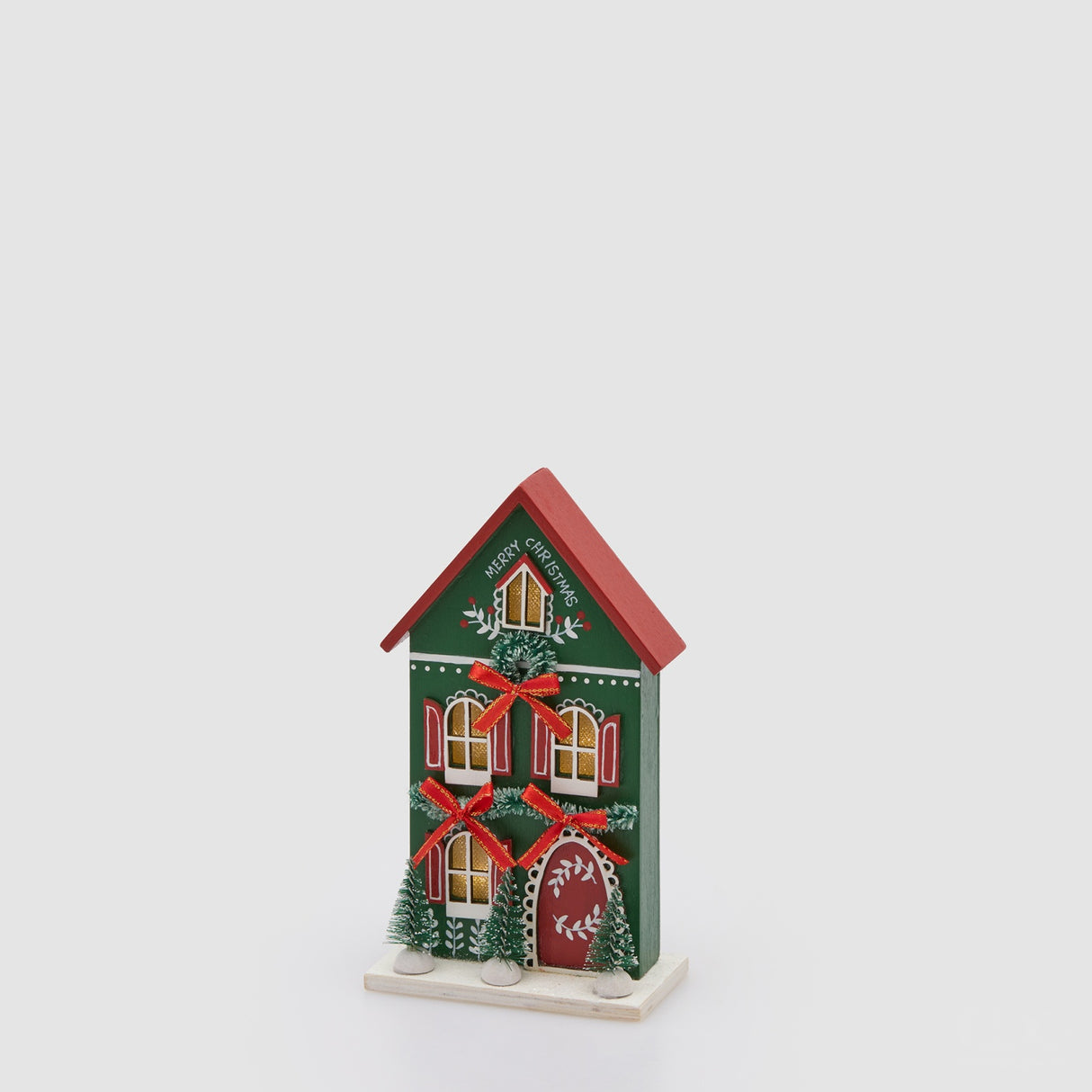 EDG Enzo De Gasperi Diorama Natalizio Casetta Luminosa a LED Verde e Rosso in Legno 19x11,5x5,5cm