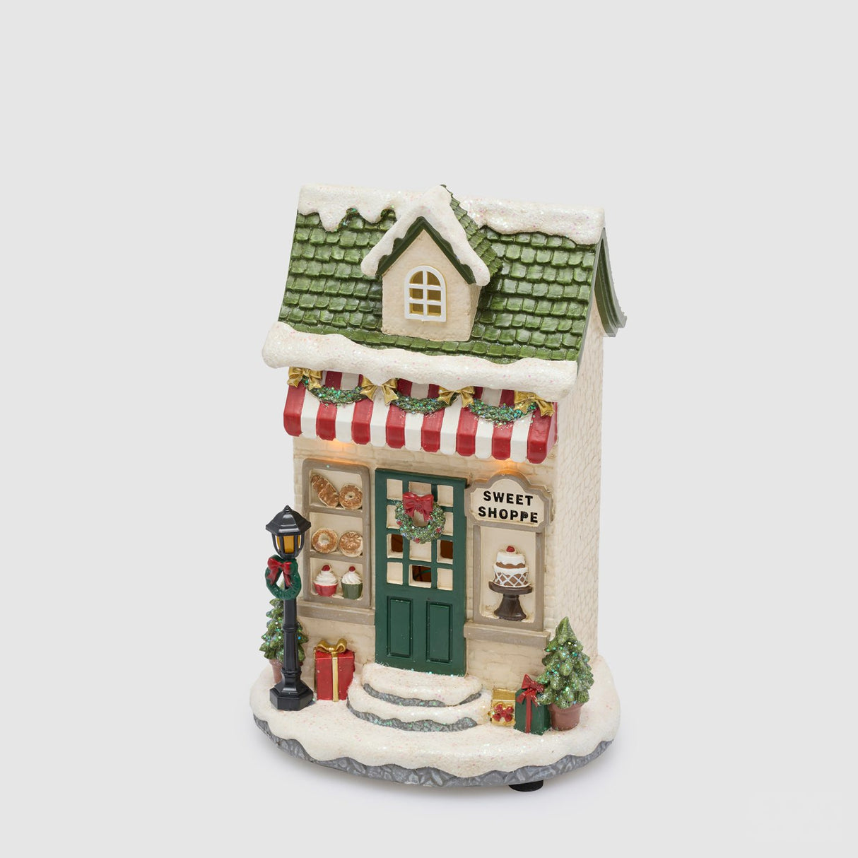 EDG Enzo De Gasperi Diorama Natalizio Casetta Luminosa a LED Verde e Rosso in Plastica 24x17x12cm