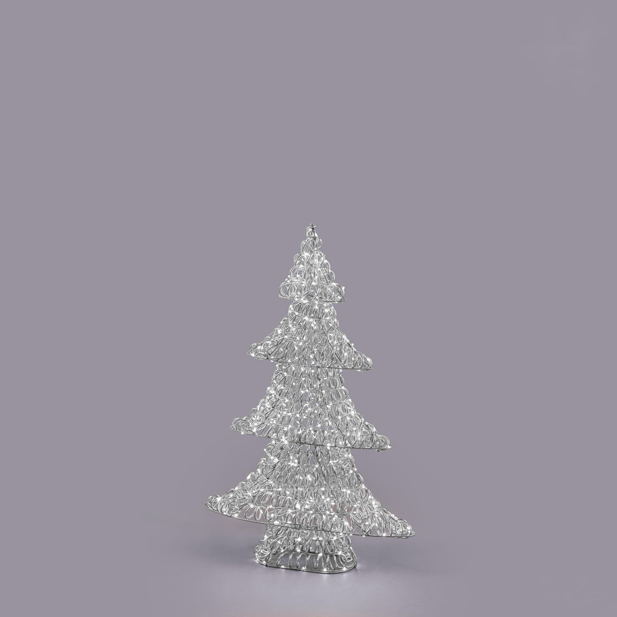 EDG Enzo De Gasperi Alberello Luminoso Natalizio Curly Argento 600 MicroLED 80x53x14cm