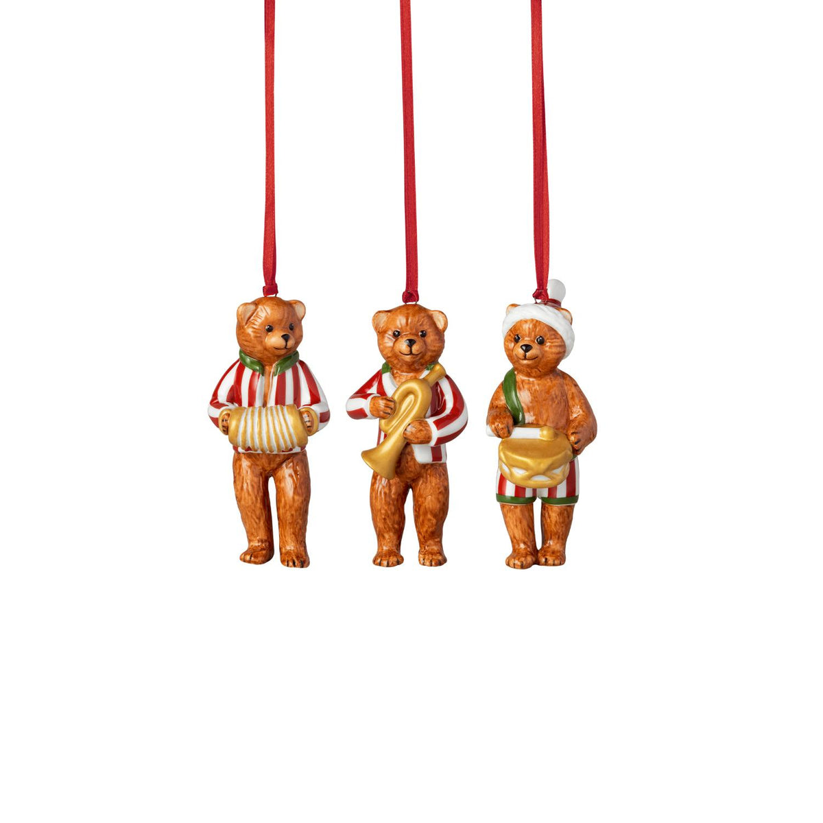 VILLEROY & BOCH Set 3 Addobbi Natalizi Orsetti Nostalgic Ornaments in Porcellana 8,5cm