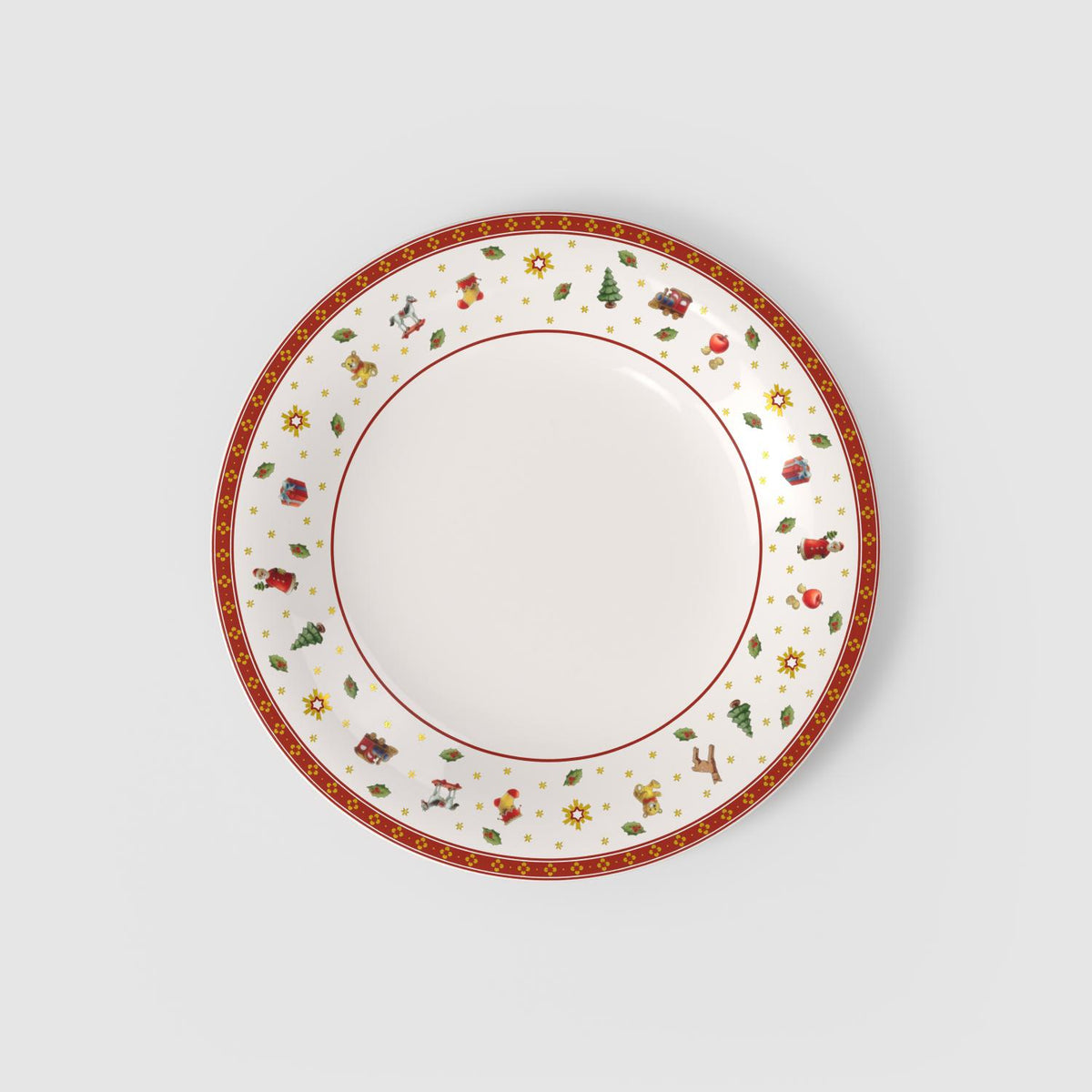 VILLEROY & BOCH Set 6 Piatti Piani Natalizi Toy's Delight Specials Rosso e Bianco in Porcellana Premium 27cm