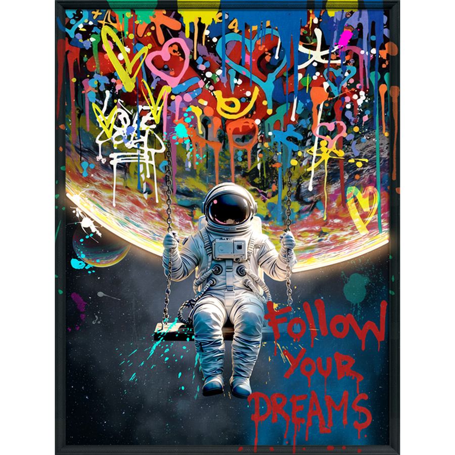 PALAIS ROYAL Quadro LED Astronauta Follow Your Dreams Stampa su Tela 60x80cm