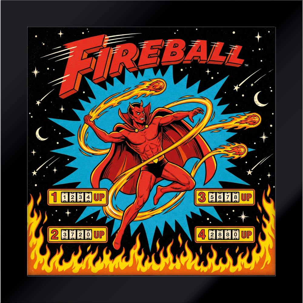 PALAIS ROYAL Quadro Flipper Vintage Fireball in Acrilico Retroilluminato 45x45cm