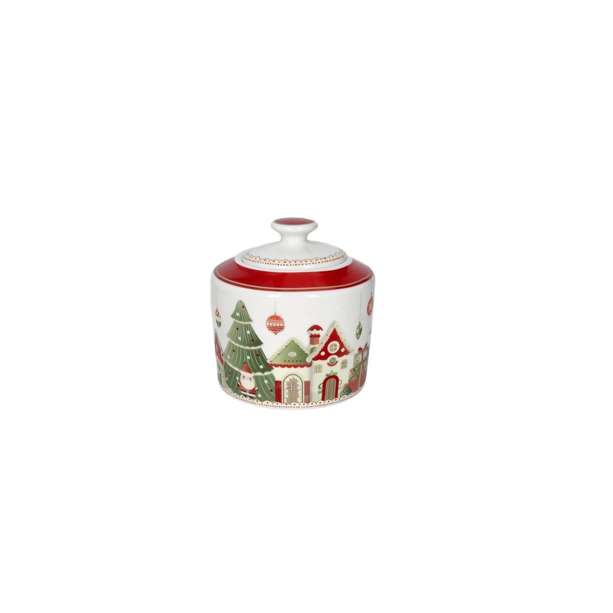 BRANDANI Zuccheriera Natalizia Villaggio in Festa in Porcellana New Bone China 10cm