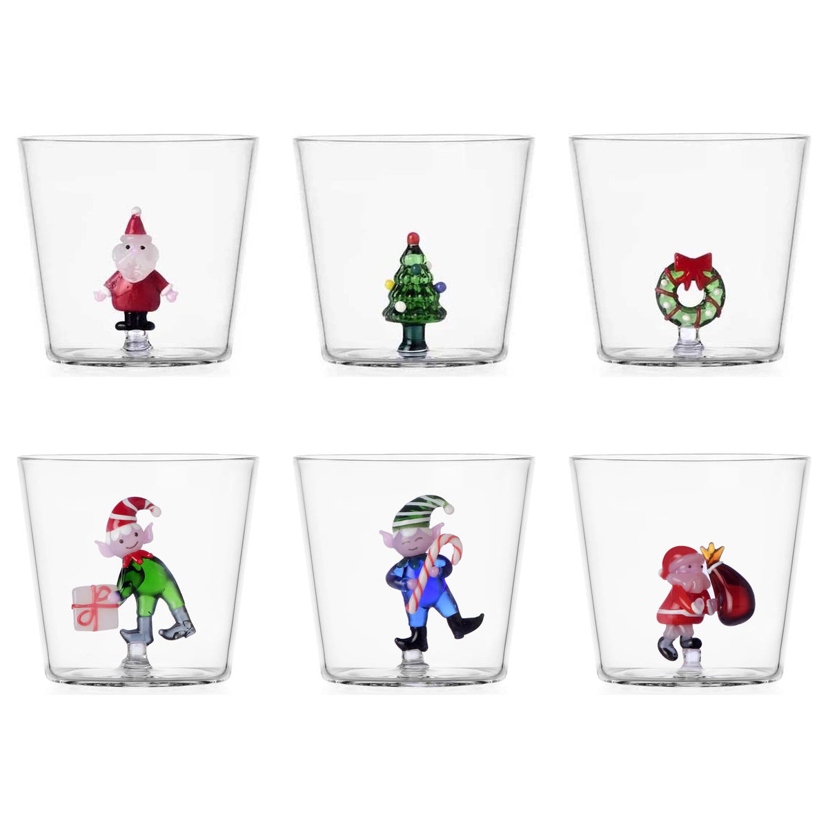 ICHENDORF Set 6 Bicchieri Natalizi Christmas Tales in Vetro Borosilicato 8cm