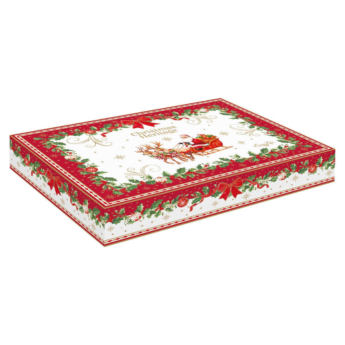 EASY LIFE Piatto Ovale Natalizio Christmas Heritage in Porcellana 25x17cm