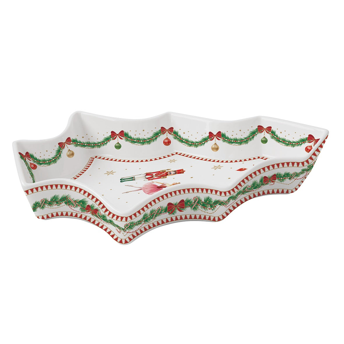EASY LIFE Piatto Natalizio a Forma di Abete Magie de Noel in Porcellana 28,5x21,5cm