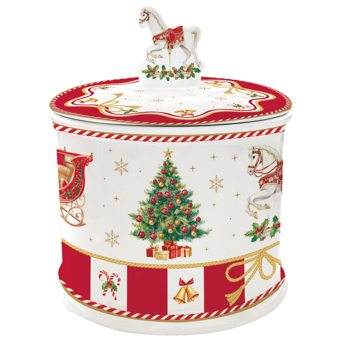 EASY LIFE Biscottiera Natalizia Christmas Tale in Porcellana 14cm