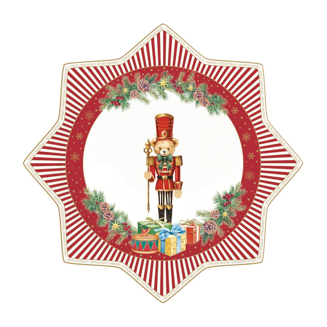 EASY LIFE Piatto Torta Natalizio Christmas Teddy in Porcellana 32cm