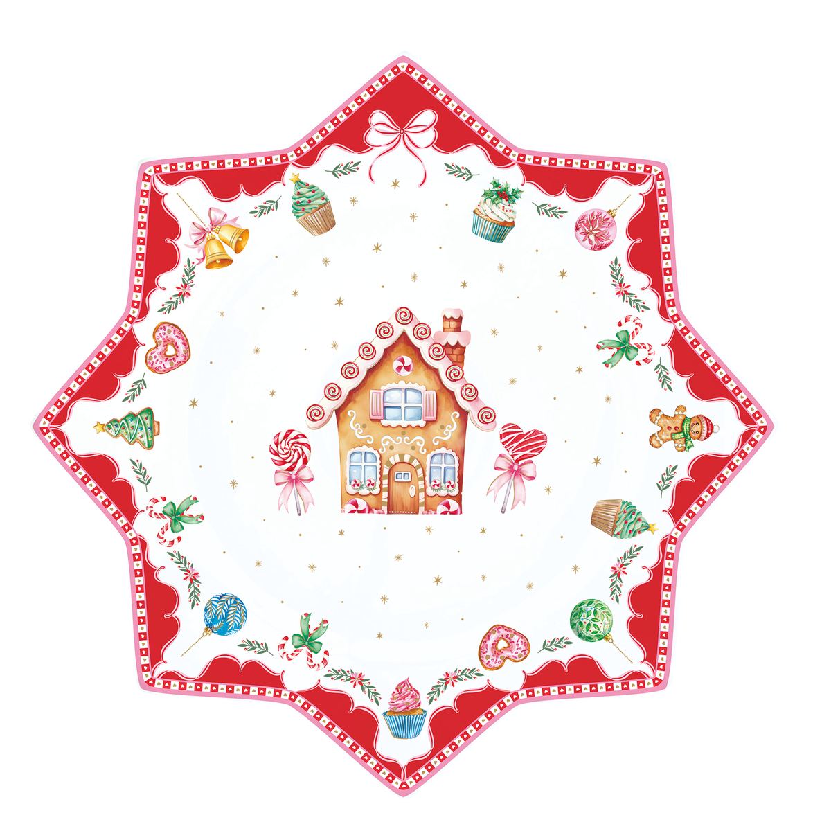 EASY LIFE Piatto Torta Natalizio Sweet Christmas in Porcellana 32cm