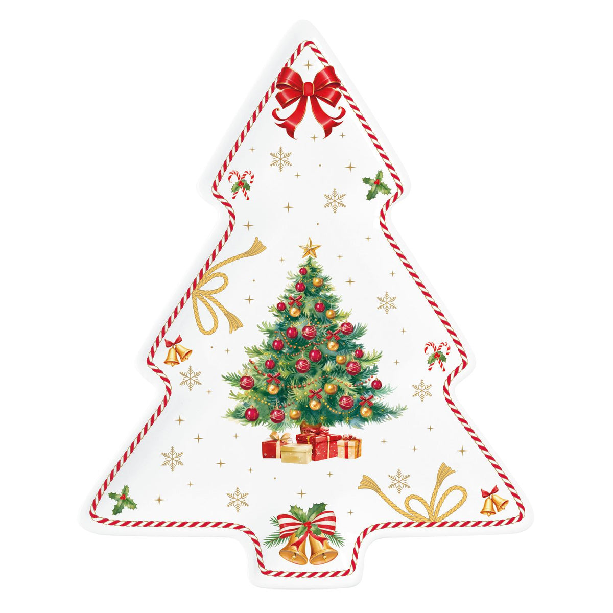 EASY LIFE Piatto Natalizio a Forma di Abete Christmas Tale in Porcellana 25,5 cm