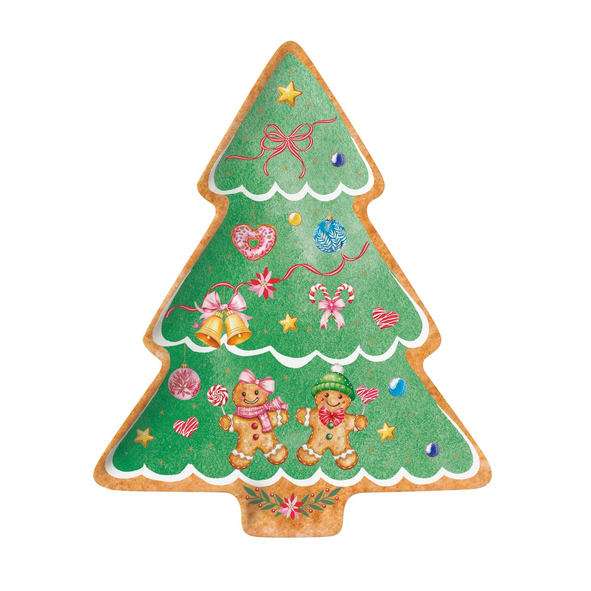 EASY LIFE Piatto Natalizio a Forma di Abete Sweet Christmas in Porcellana 25,5x20,5cm
