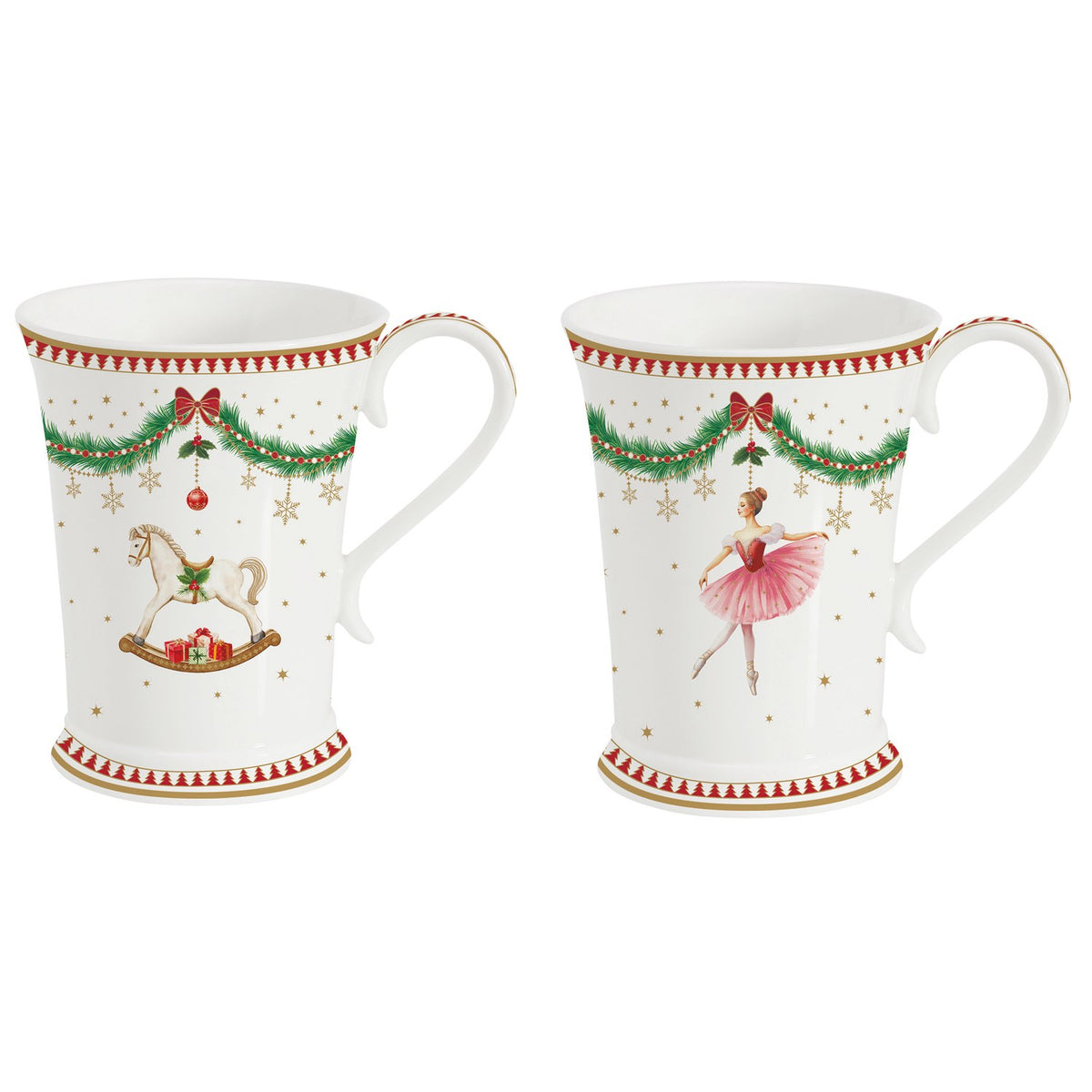 EASY LIFE Set 2 Tazze Natalizie Magie de Noel in Porcellana 300 ml