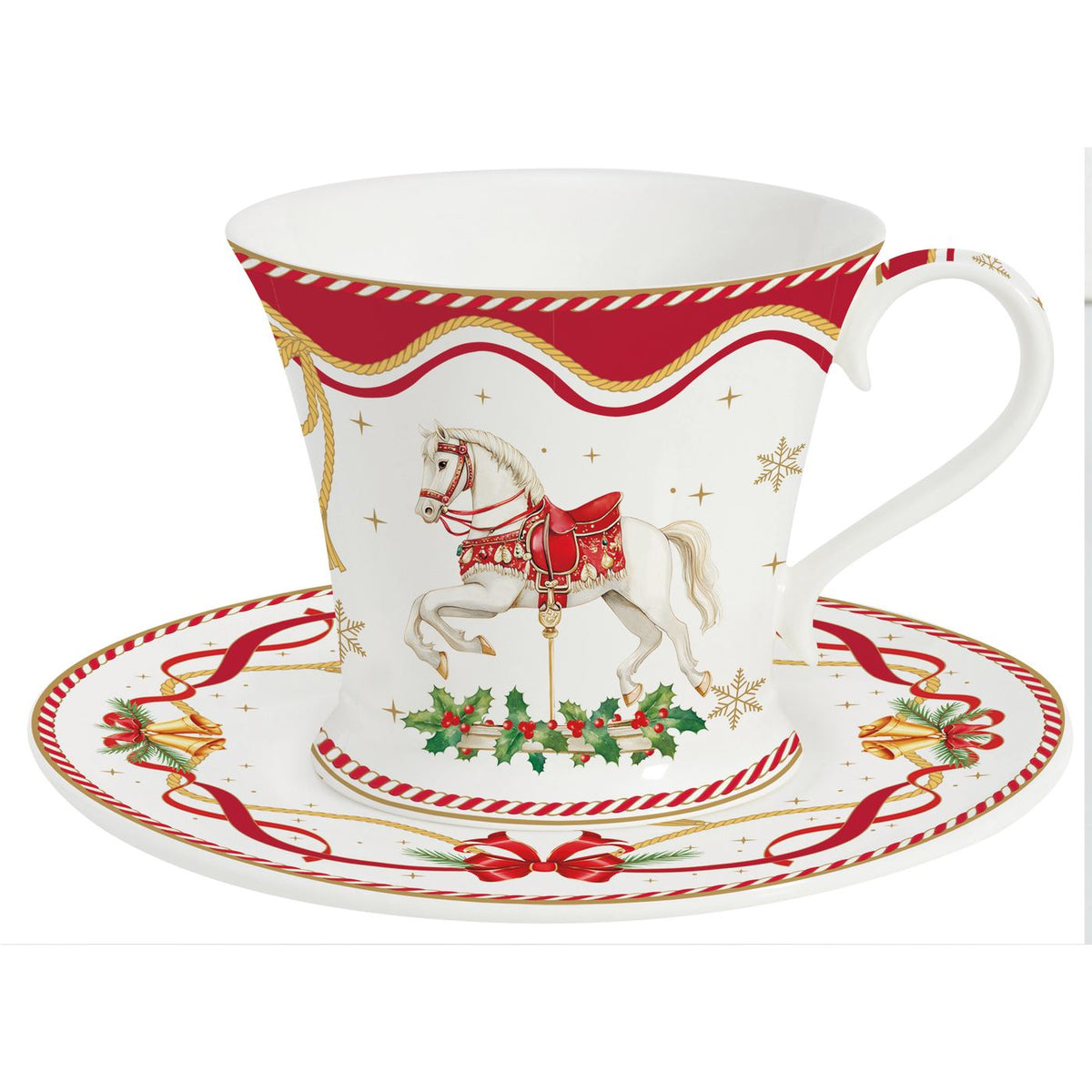 EASY LIFE Tazza Natalizia con Piattino Christmas Tale in Porcellana 200 ml