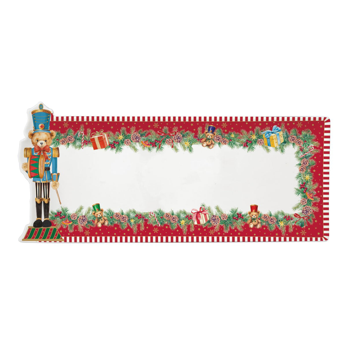 EASY LIFE Vassoio Natalizio Christmas Teddy in Porcellana 36 cm