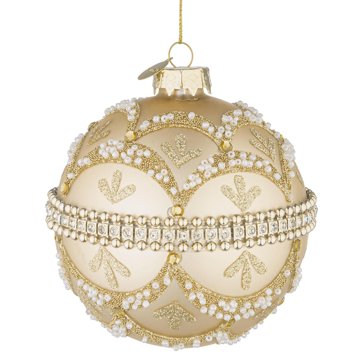 BIZZOTTO Sfera Pallina di Natale Beloved Champagne 10cm Vetro