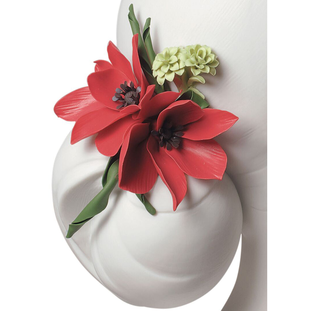 Lladró - Figura statua porcellana Busto donna Lily con fiori