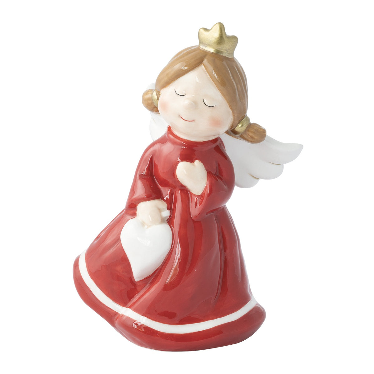 EASY LIFE Angioletto Natalizio Angels Abito Rosso in Ceramica e Dolomite 16 cm