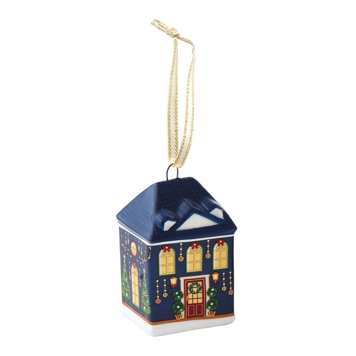 EASY LIFE Casetta Natalizia Festive Avenue Villetta Blu in Ceramica e Dolomite 3,5x3,5cm
