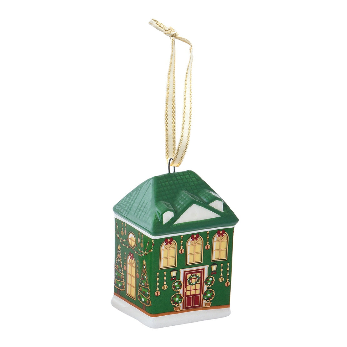 EASY LIFE Casetta Natalizia Festive Avenue Villetta Verde in Ceramica e Dolomite 3,5x3,5cm