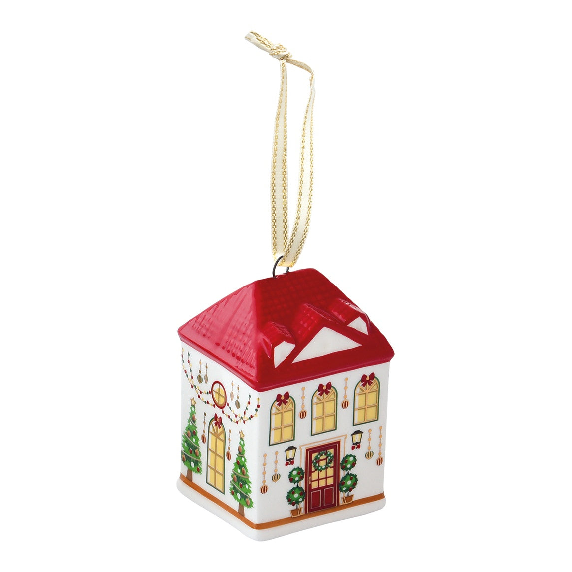 EASY LIFE Casetta Natalizia Festive Avenue Villetta Tetto Rosso in Ceramica e Dolomite 3,5x3,5cm