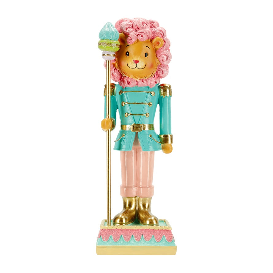 TIMSTOR Schiaccianoci Natalizio Leone Turchese e Rosa 32 cm