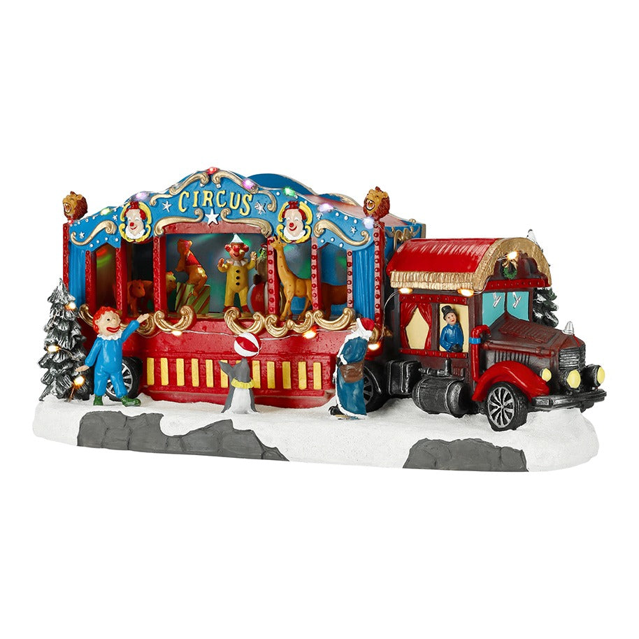TIMSTOR Camion del Circo Natalizio Animato con Luci LED e Musica 21,5 cm