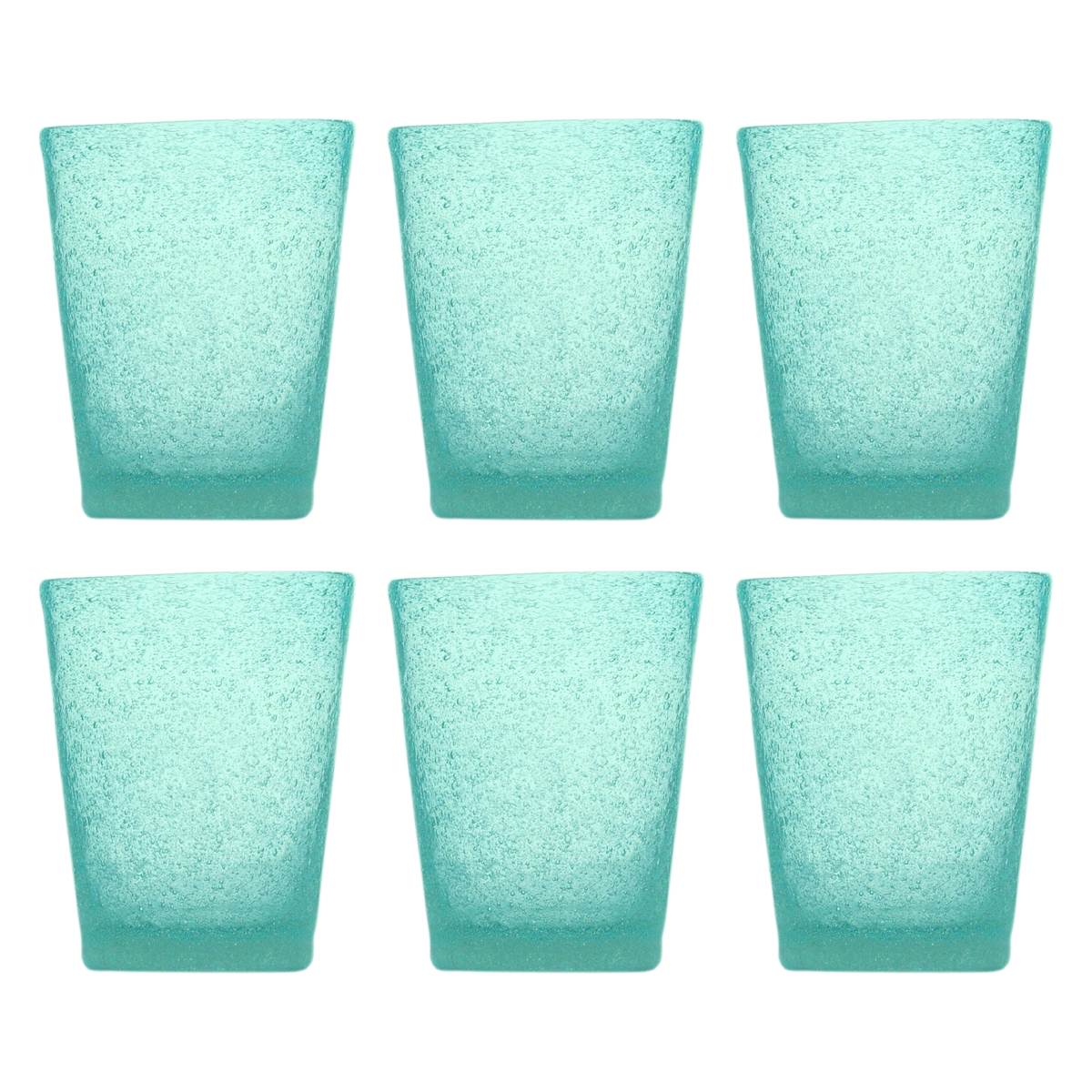 MEMENTO Bicchieri Acqua Monocolore Turchese Set 6 Pezzi 250ml Pasta di Vetro