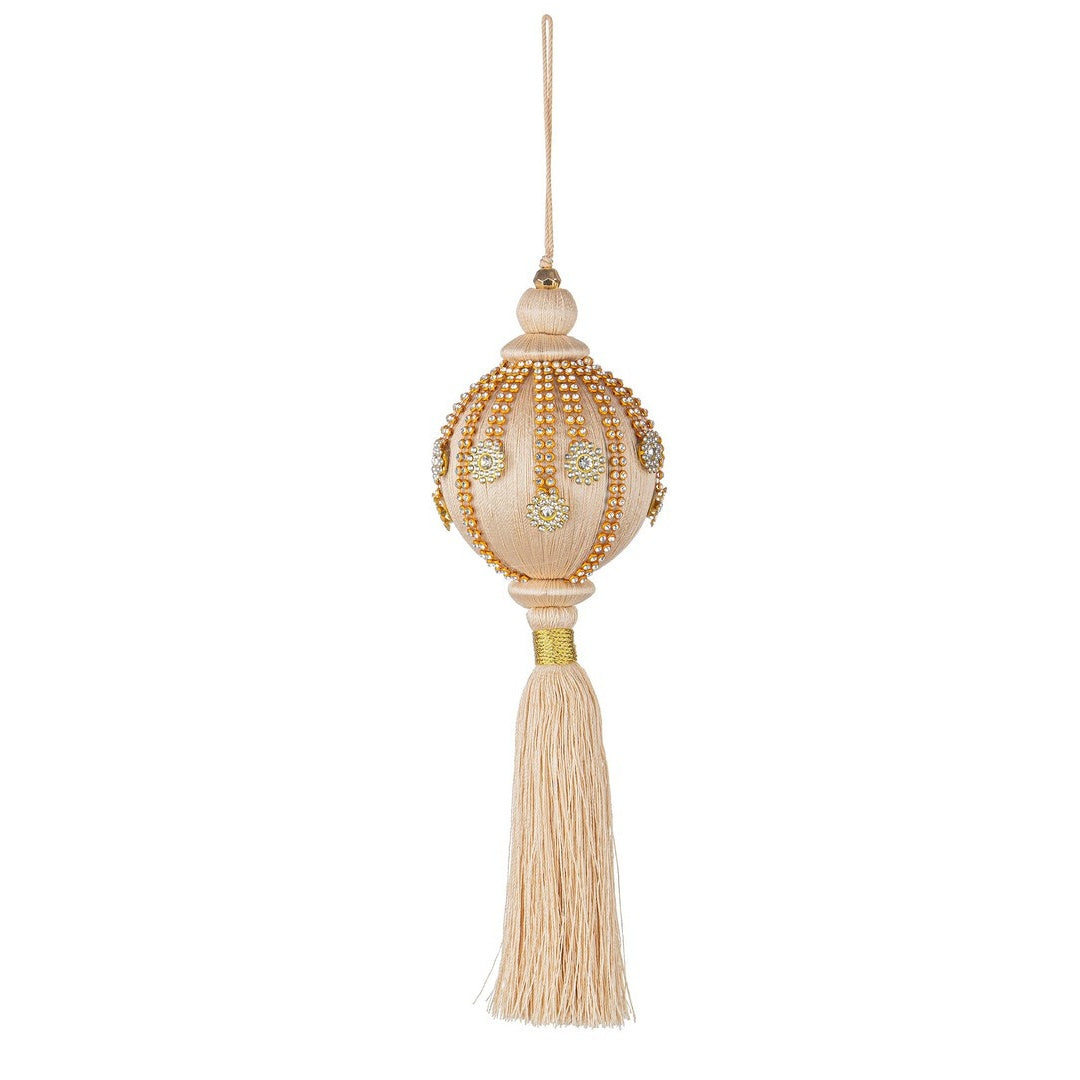 BIZZOTTO Pendaglio di Natale Beige con Nappa e Perline 24 cm
