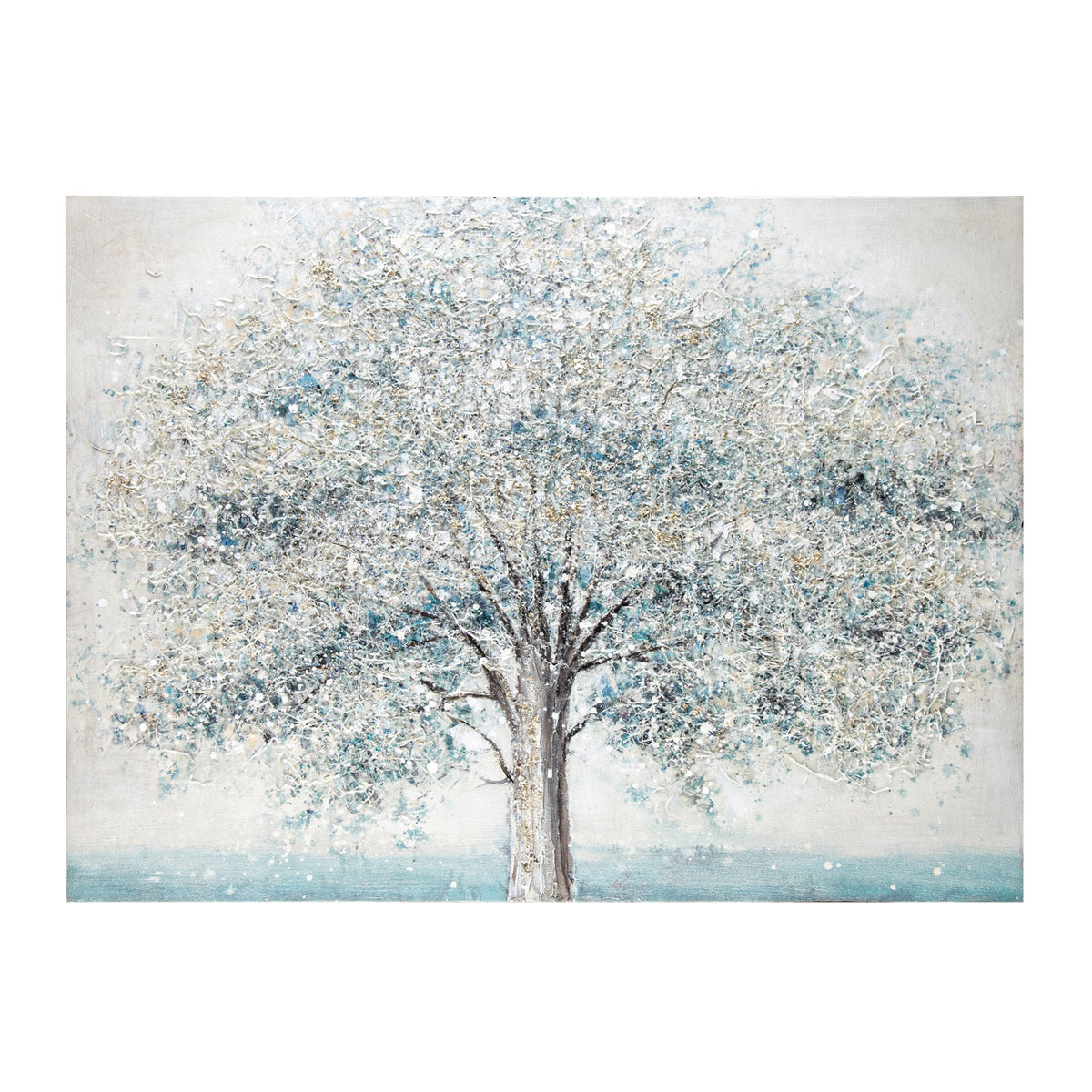 BIZZOTTO Quadro Dipinto a Mano Olio su Tela Legno di Pino Village Albero 120x90cm