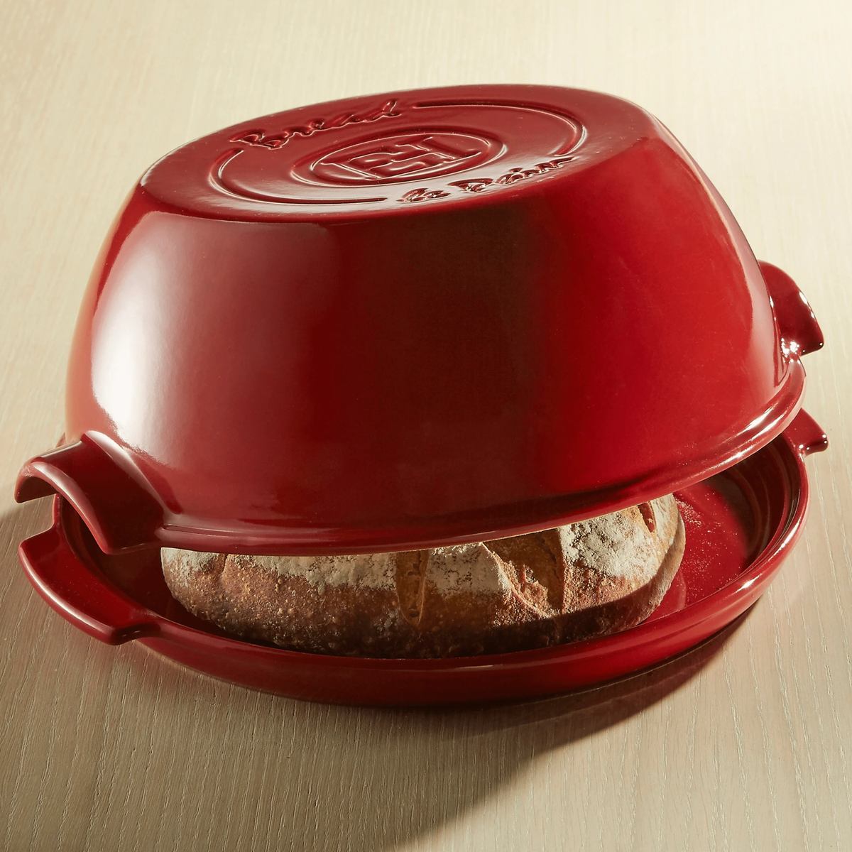 EMILE HENRY Cuoci Pane Rotondo in Ceramica Rosso 32,3x29,5 cm