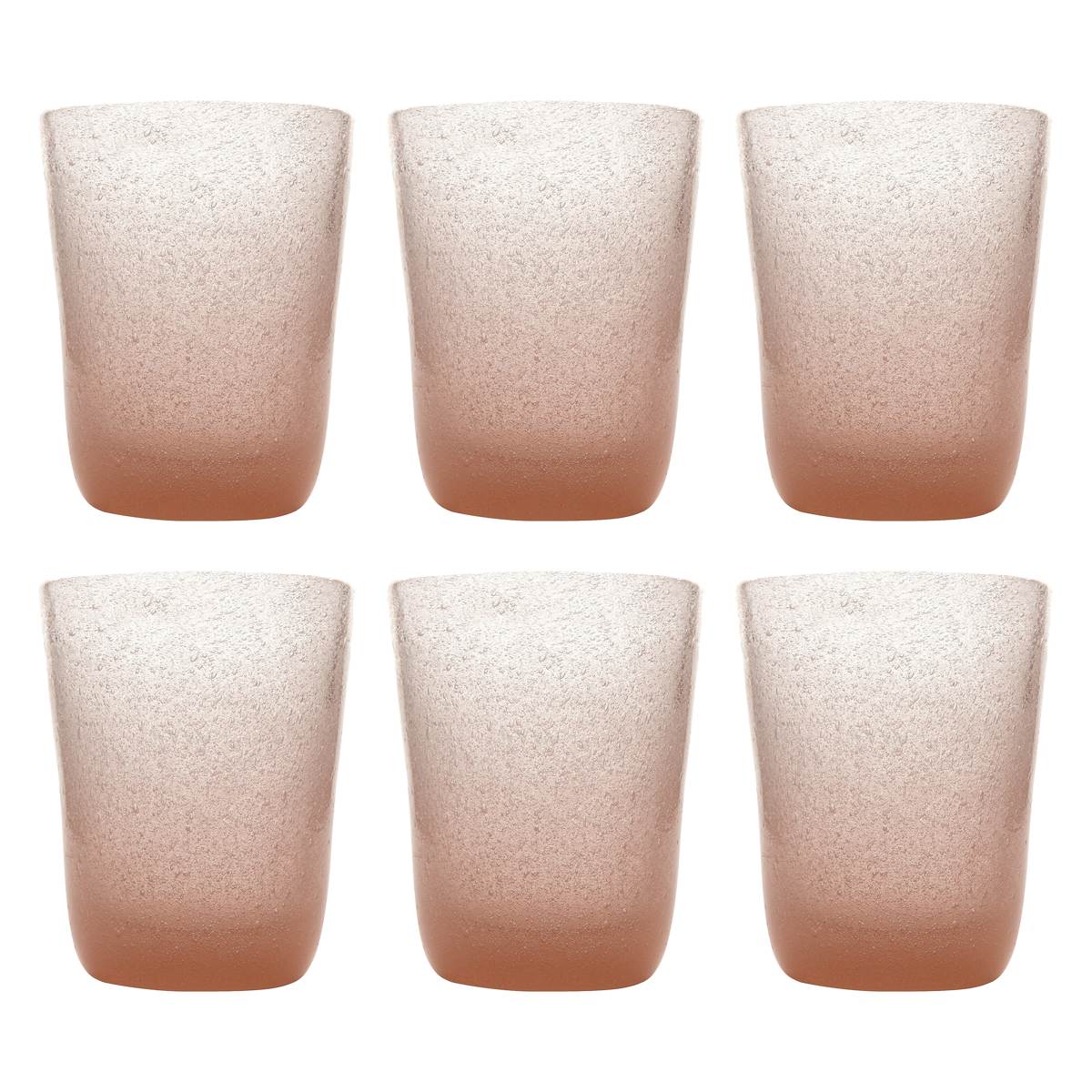 MEMENTO Bicchieri Acqua Monocolore Peach Pesca Set 6 Pezzi 300ml Pasta di Vetro