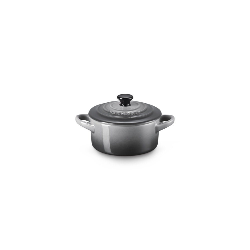 LE CREUSET Mini Cocotte Rotonda in Gres Vetrificato Flint 10 cm 0,25 L