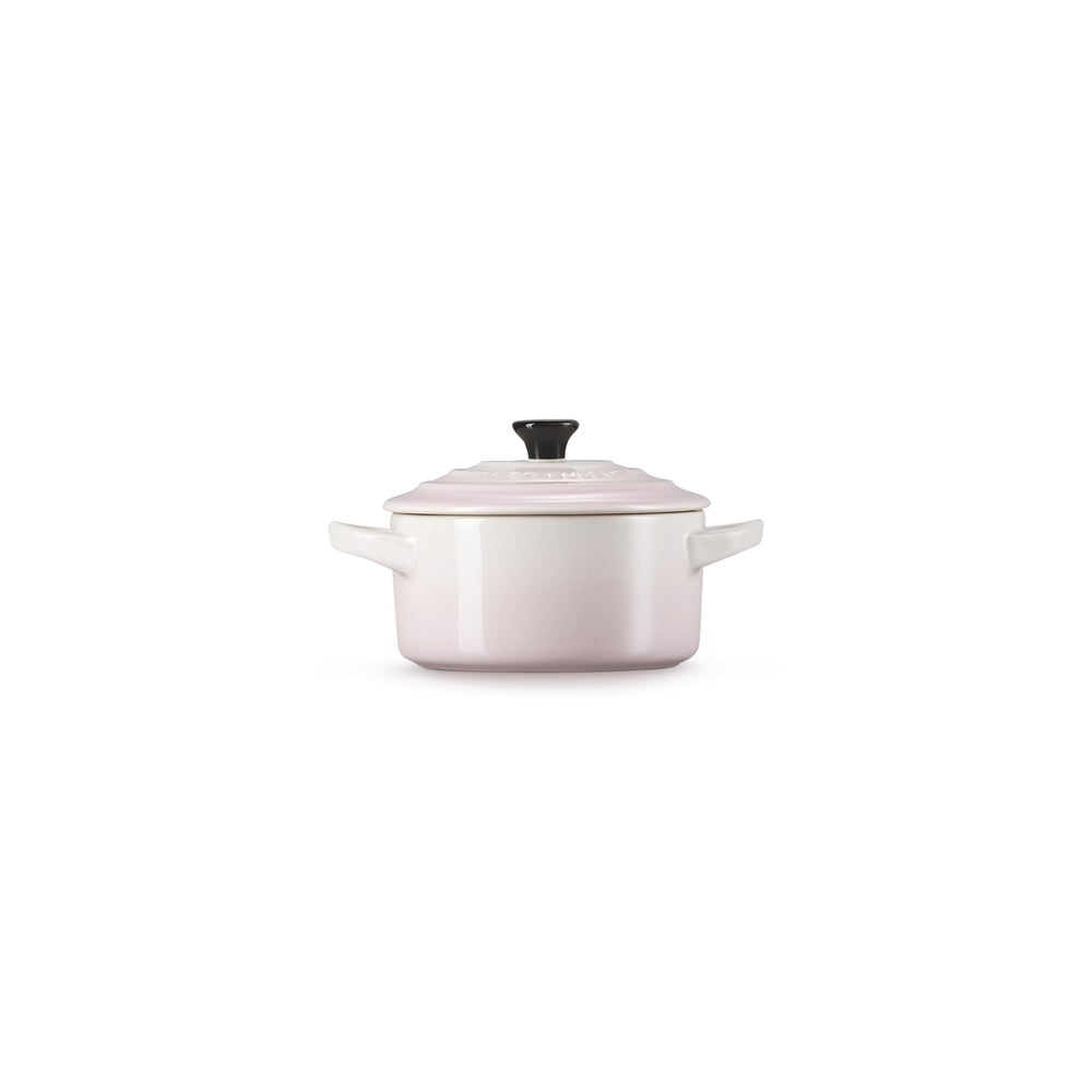 LE CREUSET Mini Cocotte Rotonda in Gres Vetrificato Shell Pink 10 cm 0,25 L