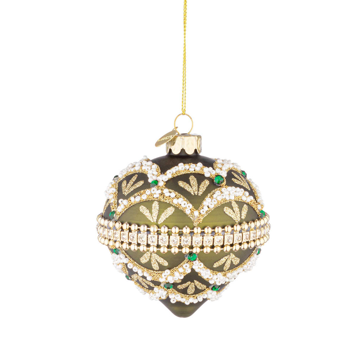 BIZZOTTO Trottola Addobbo di Natale Beloved Verde 10cm Vetro