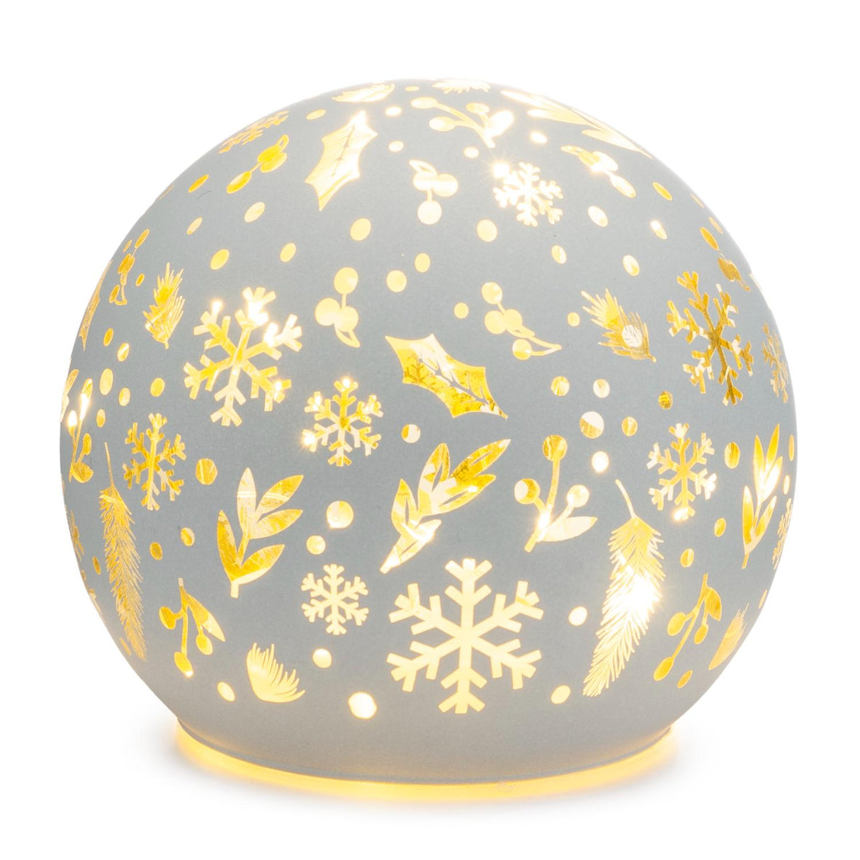 PALAIS ROYAL Palla di Natale Bianca con LED Decorazione Natalizia 12cm Vetro