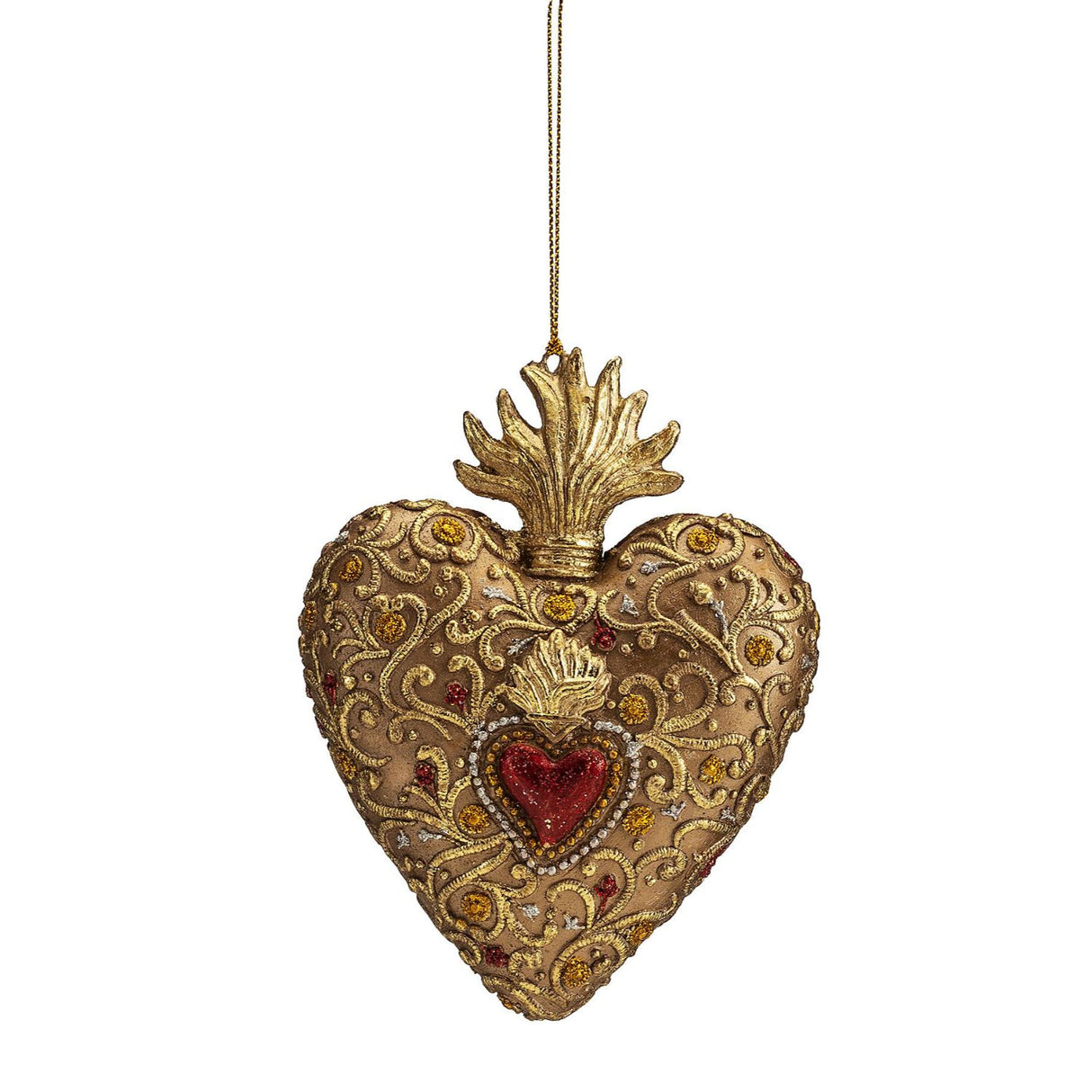 PALAIS ROYAL Pendaglio Appendino a Cuore in Poliresina 14cm Oro Addobbi di Natale